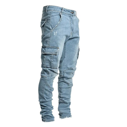 Multi Pocket Denim Cargo Pants