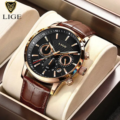 LIGE Leather Casual Quartz