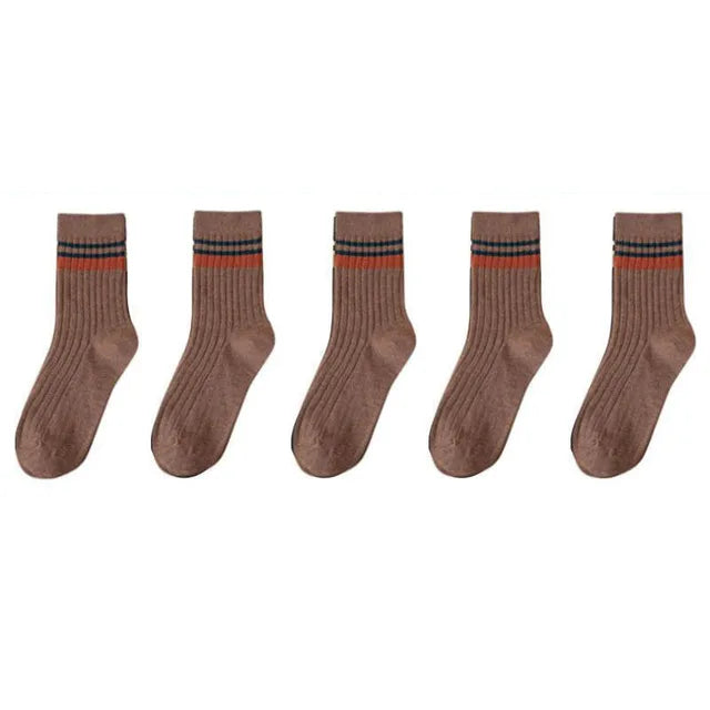 Autumn Striped Mid-Tube Socks