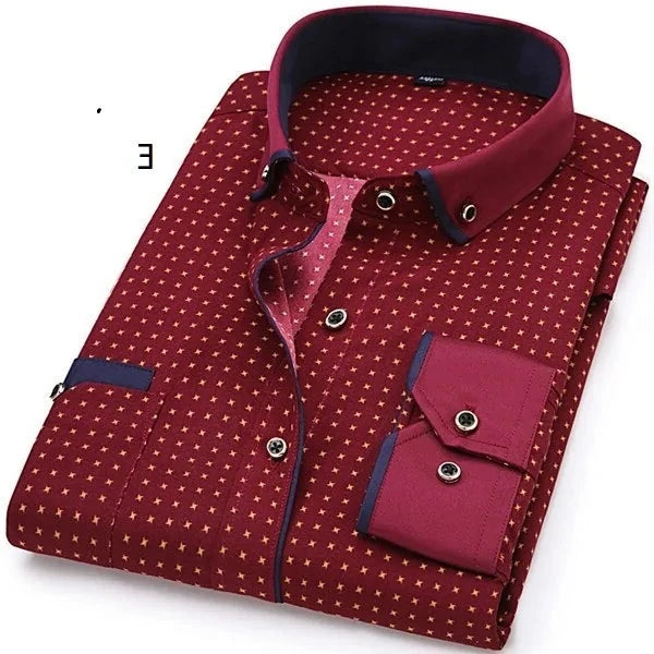 Men Fashion Casual Long Sleeved Printed Shirt