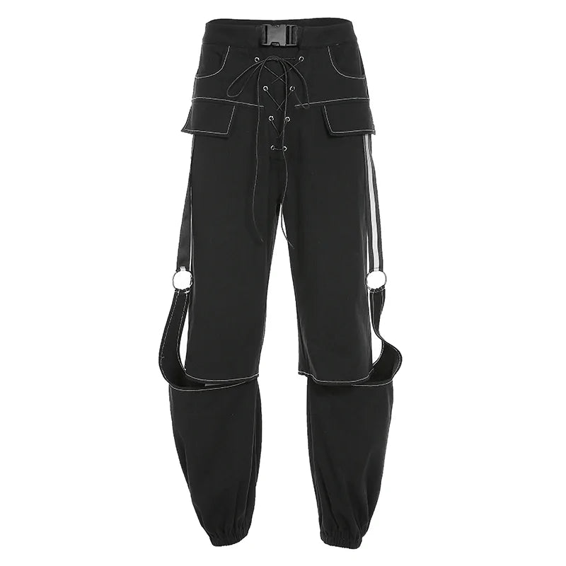 Streetwear Fashion Black Cargo Pants