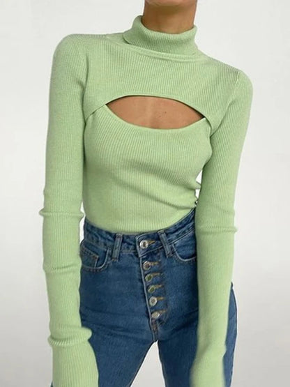 Knitted Long Sleeve Crop Top