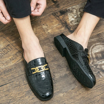 Crocodile Leather Mules Slippers Men