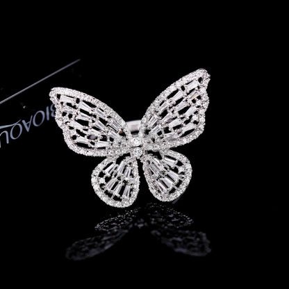 Sparkling Butterfly Adjustable Ring