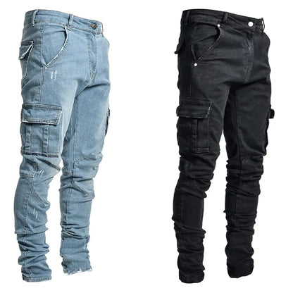 Multi Pocket Denim Cargo Pants