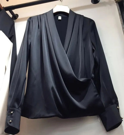 Elegant Satin Women Blouse Sexy