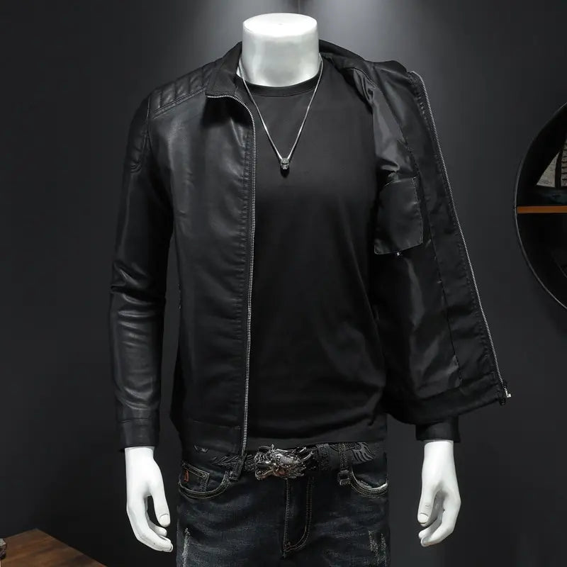 Men's Motorcycle Slim Streetwear PU Leather Jacket