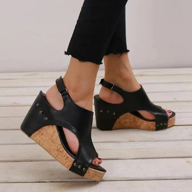 Retro Orthopedic Sandals with High Heels