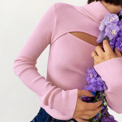 Knitted Long Sleeve Crop Top