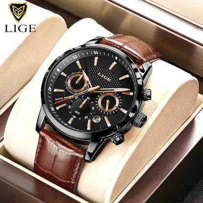 LIGE Leather Casual Quartz