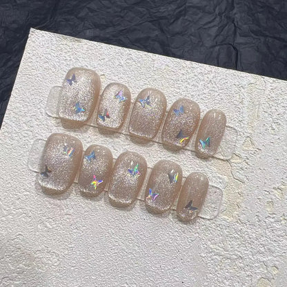 10PCS Crystal Cat Eye Butterfly Nail