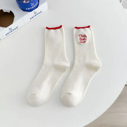 White Embroidered Socks