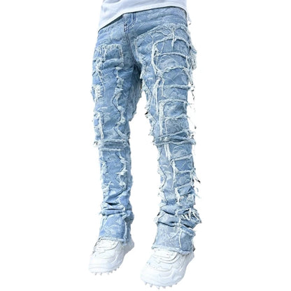 Vintage Ripped Straight Leg Denim Jeans