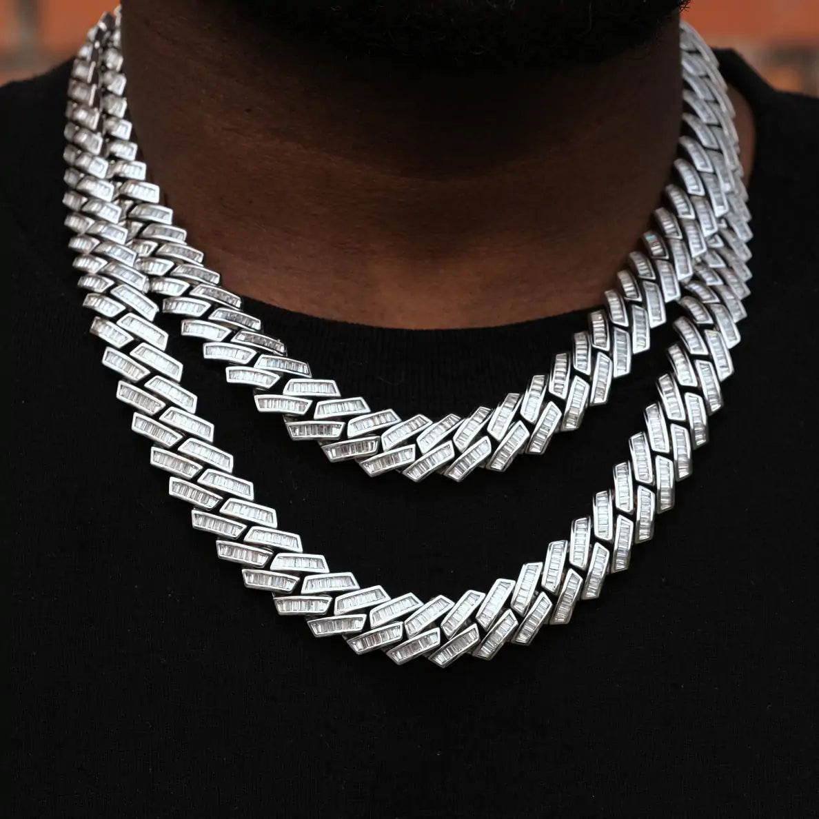 18K Baguette Cuban Necklace