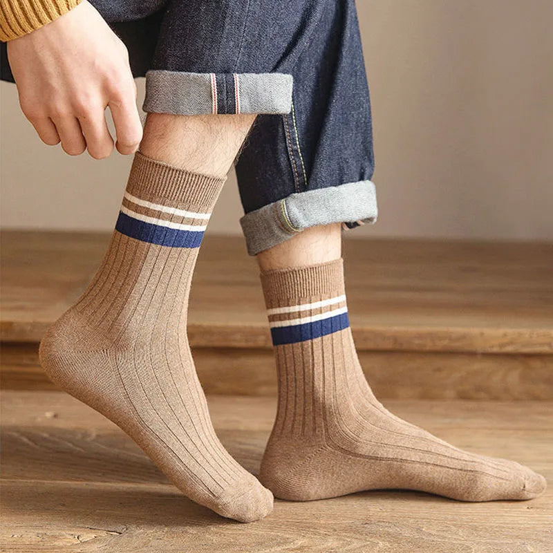 Autumn Striped Mid-Tube Socks