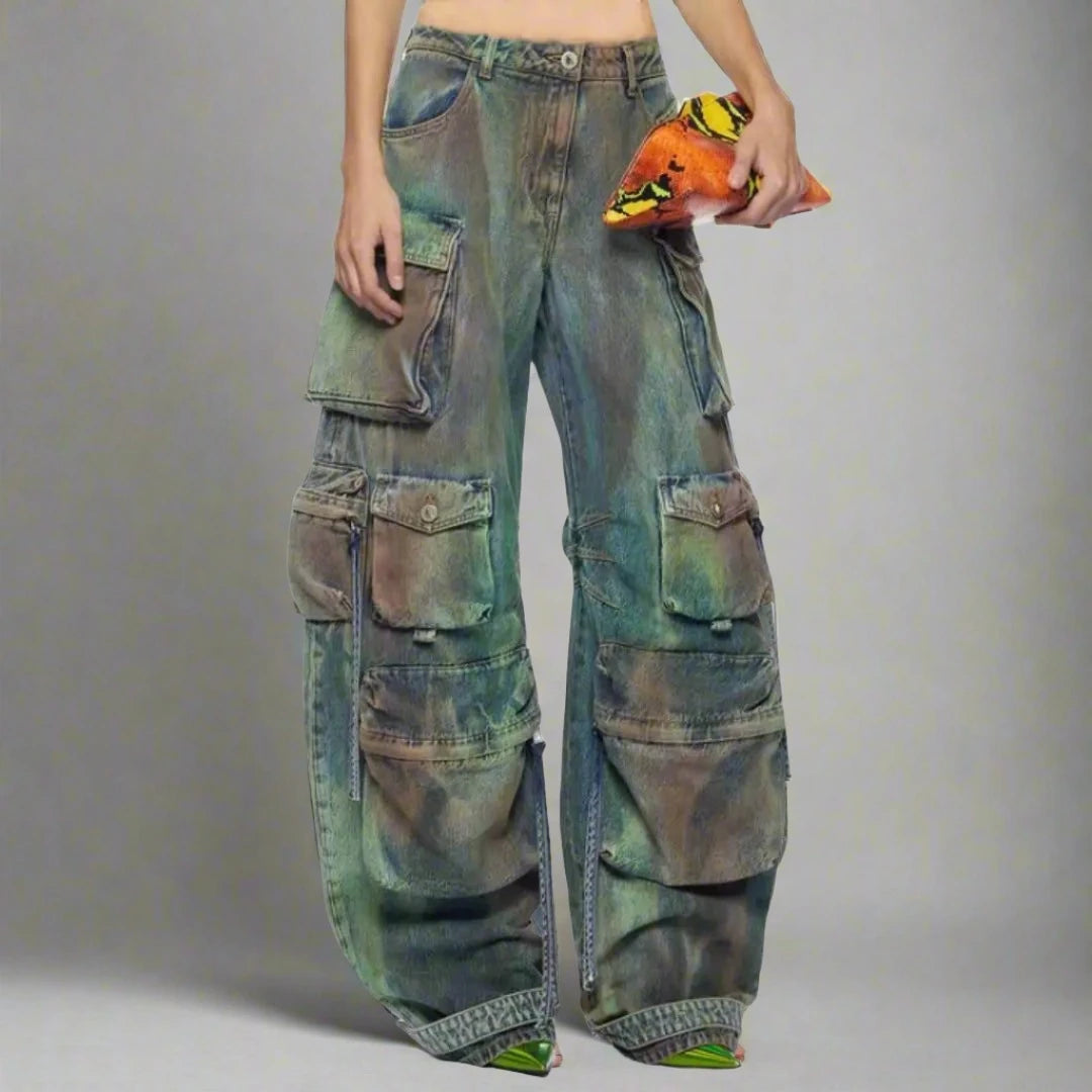 Denim Halter Cargo Pant Set