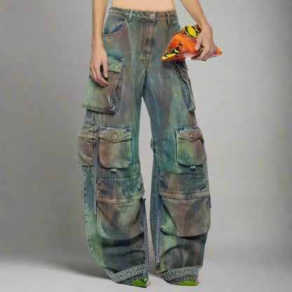 Denim Halter Cargo Pant Set