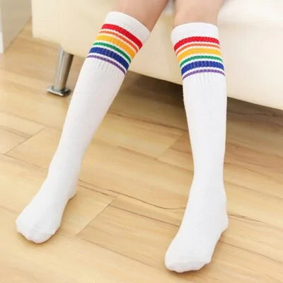 Rainbow Knee Cotton Socks