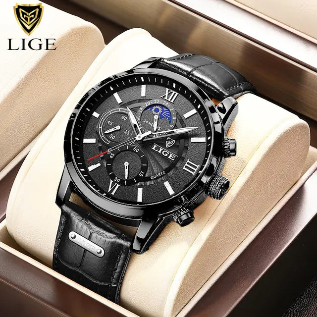 LIGE Leather Casual Quartz