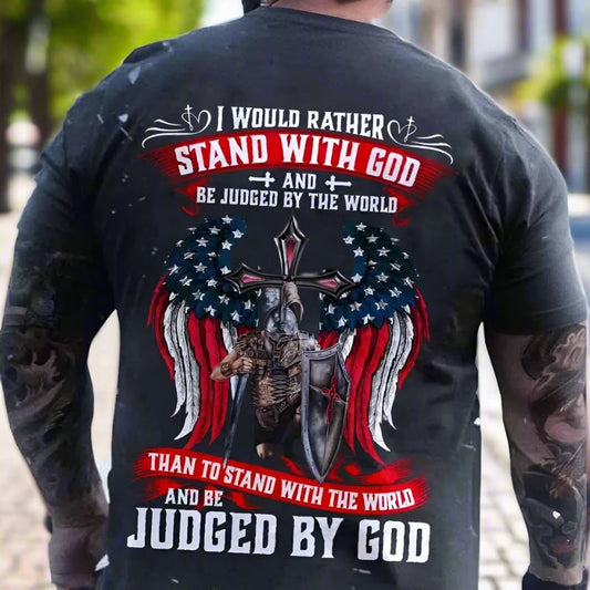 Patriotic Stand For The Flag Biker T-Shirt