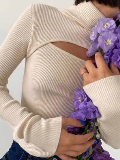 Knitted Long Sleeve Crop Top