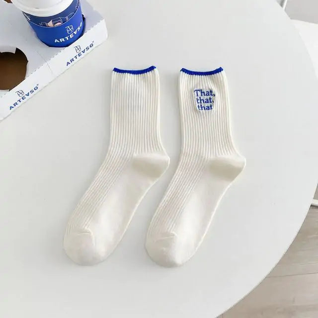 White Embroidered Socks