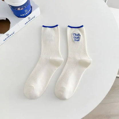 White Embroidered Socks