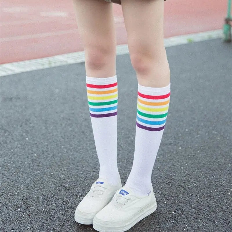 Rainbow Knee Cotton Socks