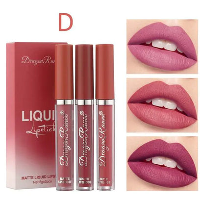 3PCS/Set Waterproof Matte Velvet Lip Gloss