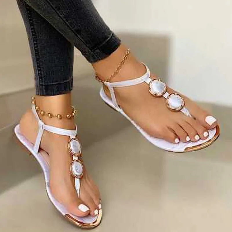 Gladiator Women's Buckle Flats Sandals