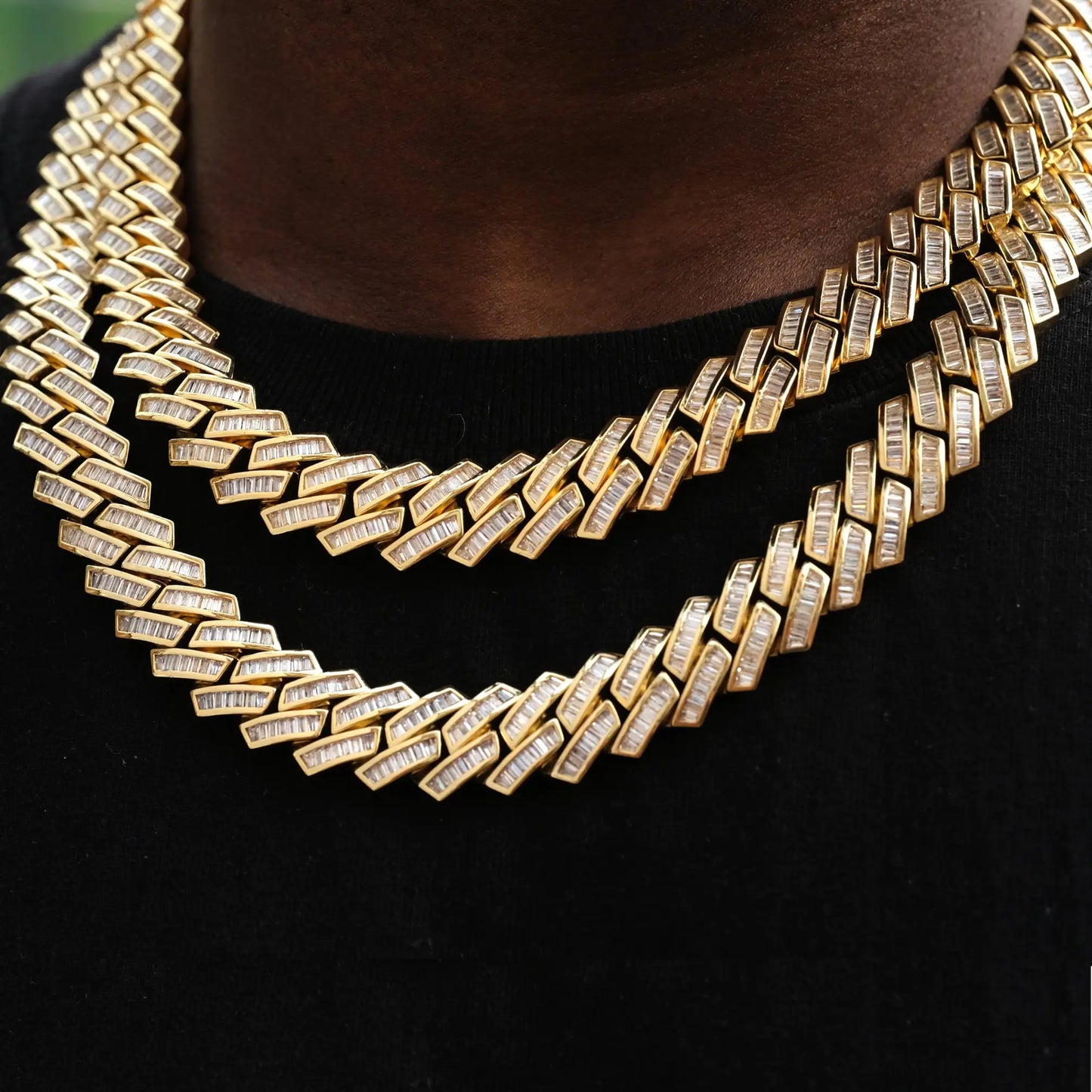 18K Baguette Cuban Necklace