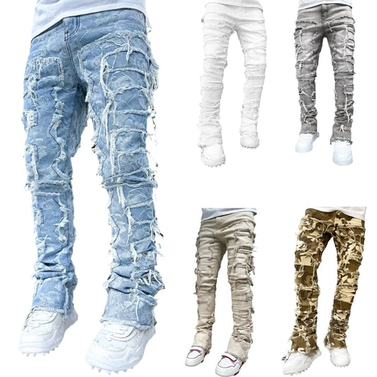 Vintage Ripped Straight Leg Denim Jeans