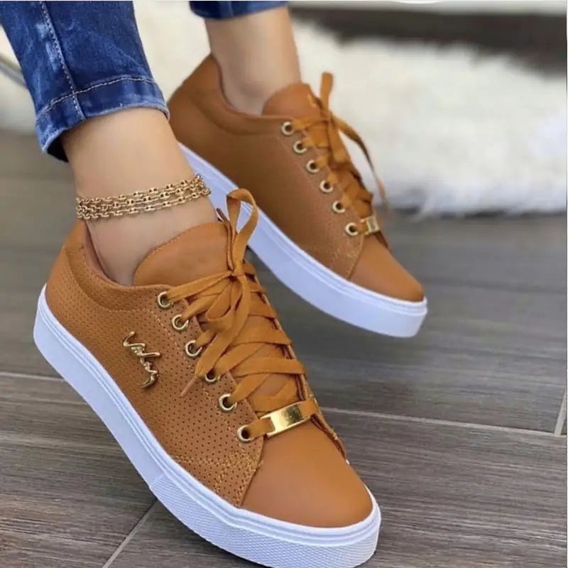 Flat Sneakers Breathable Lace-up Shoes