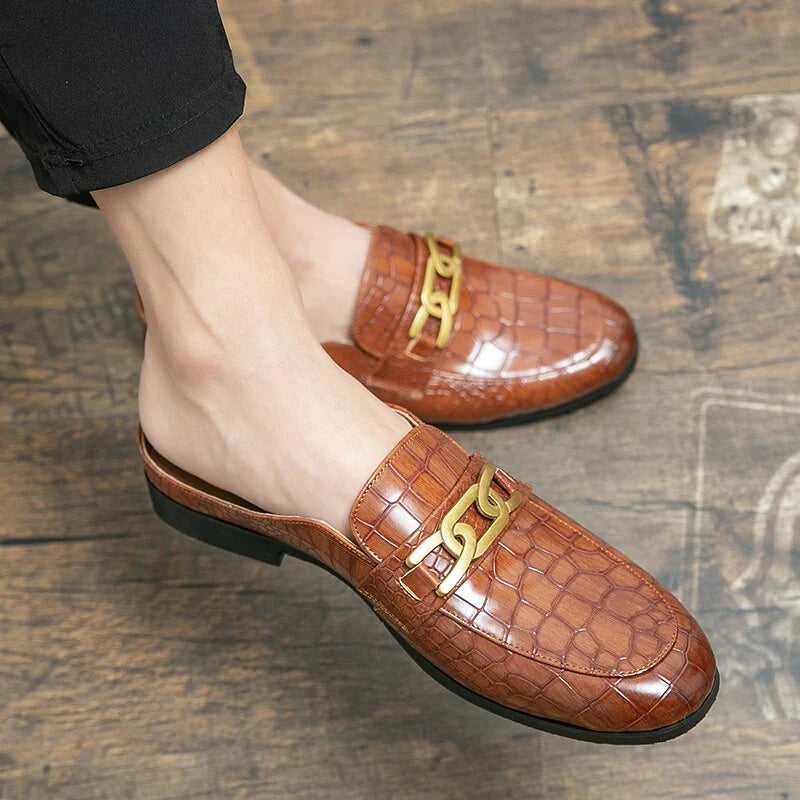 Crocodile Leather Mules Slippers Men