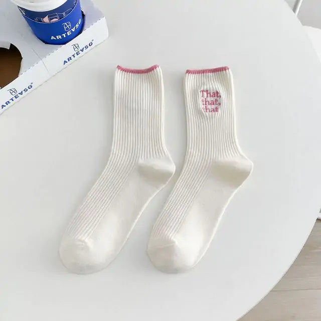 White Embroidered Socks