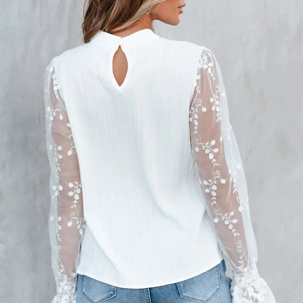 White Blouse with Contrast Lace