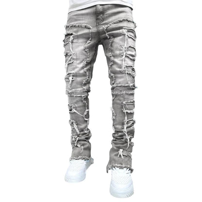 Vintage Ripped Straight Leg Denim Jeans