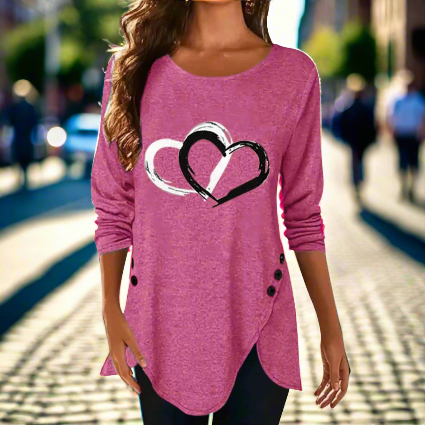 Button Love Long Sleeve T-Shirt