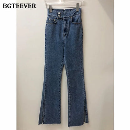 Double Button Flare Jeans