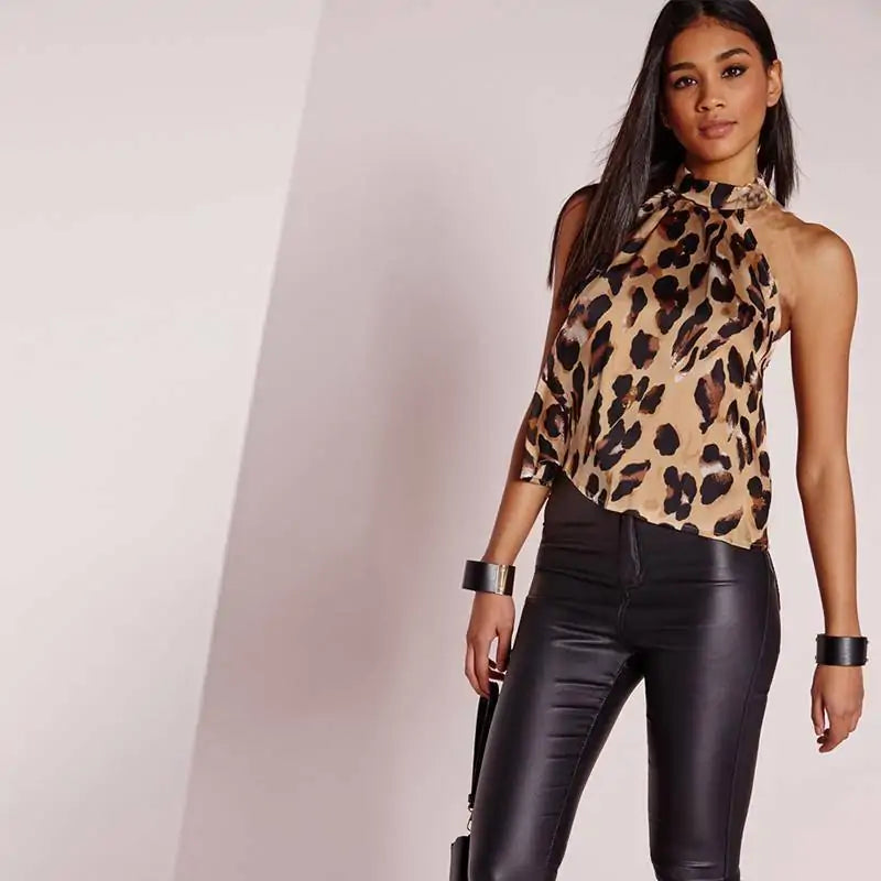 Sexy Leopard Print Ladies Blouses