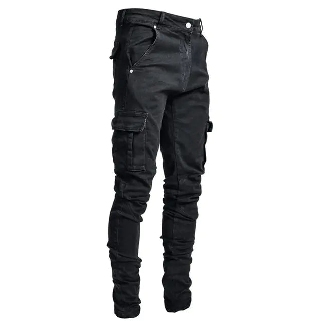 Multi Pocket Denim Cargo Pants