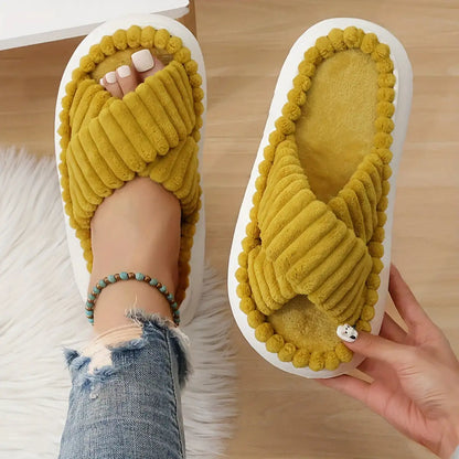 Crisscross Platform Slippers