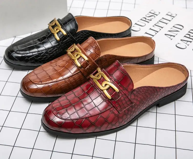 Crocodile Leather Mules Slippers Men