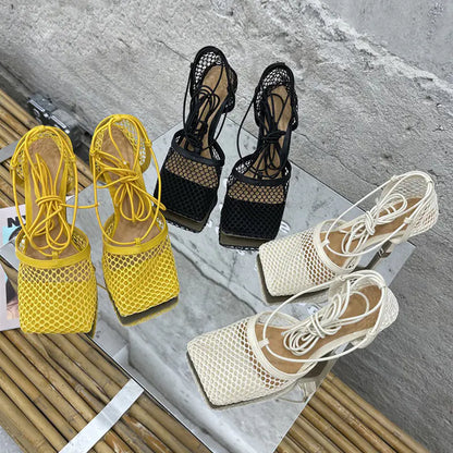 High Heel Lace Up Sandals