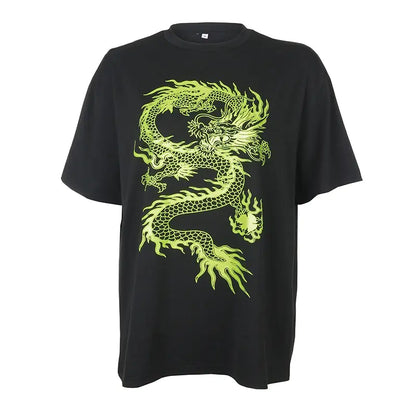 Dragon Print T-shirt Women's Tops