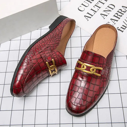 Crocodile Leather Mules Slippers Men