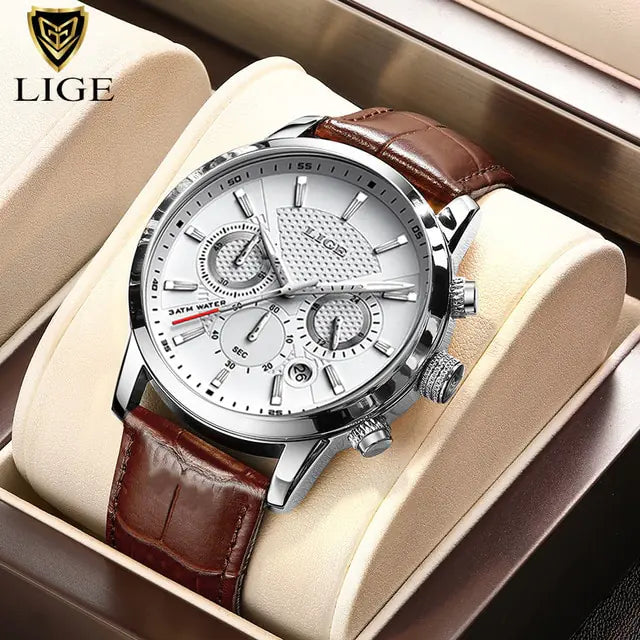 LIGE Leather Casual Quartz