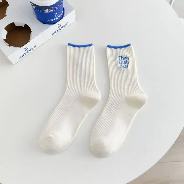 White Embroidered Socks