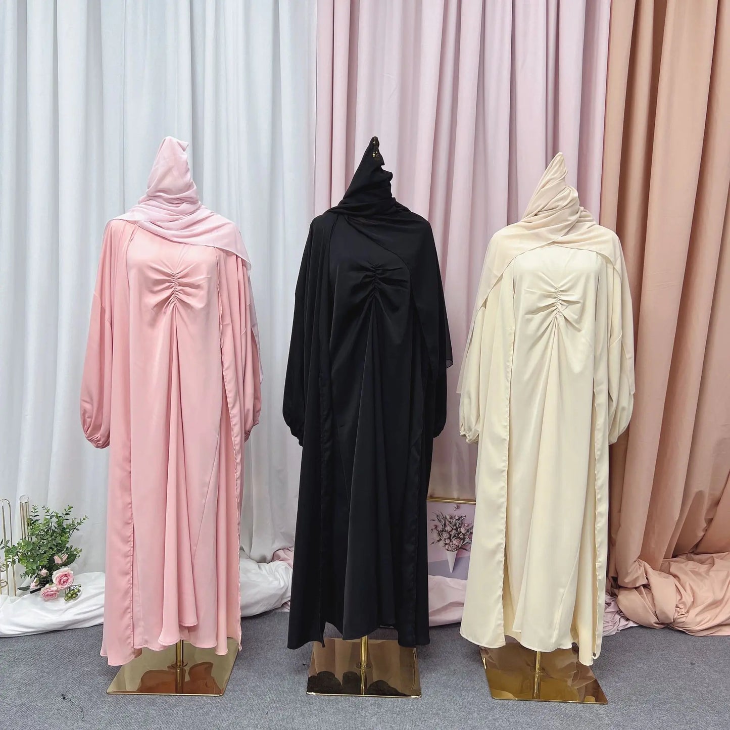 3 Pc Open Abaya Set