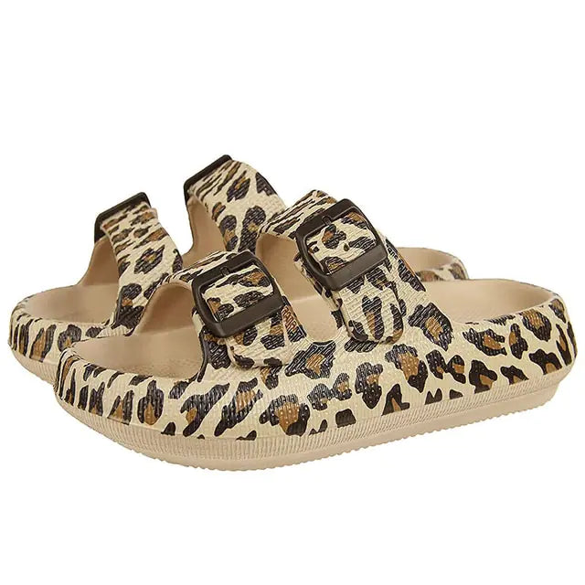 Leopard Soft Sole Pillow Slippers